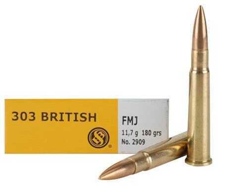303 <span style="font-weight:bolder; ">British</span> 20 Rounds Ammunition Sellier & Bellot 180 Grain Full Metal Jacket
